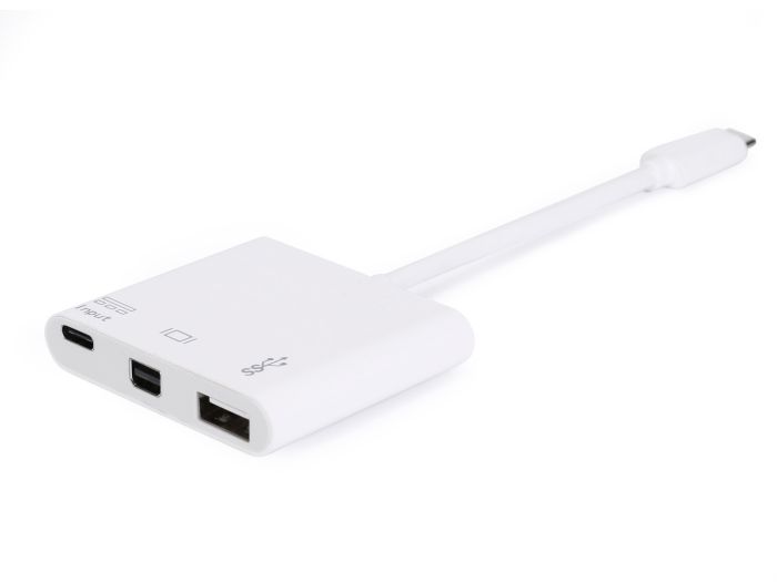 Equip USB-C to Mini DisplayPort, USB-A and 60W USB-C PD Adapter, White