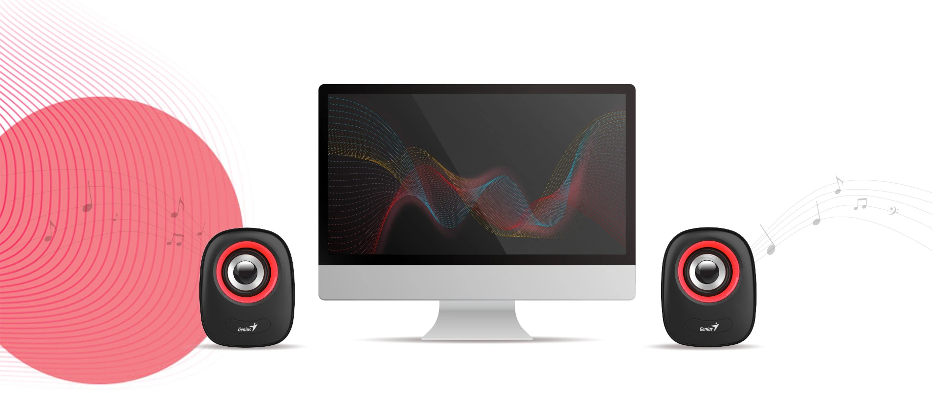 Genius SP-Q160 USB Powered Mini Speakers, Red
