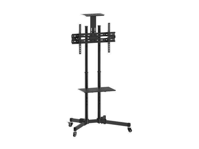 Equip Mobile TV Cart with AV and Camera Shelves, 37 to 75 Inch, Black