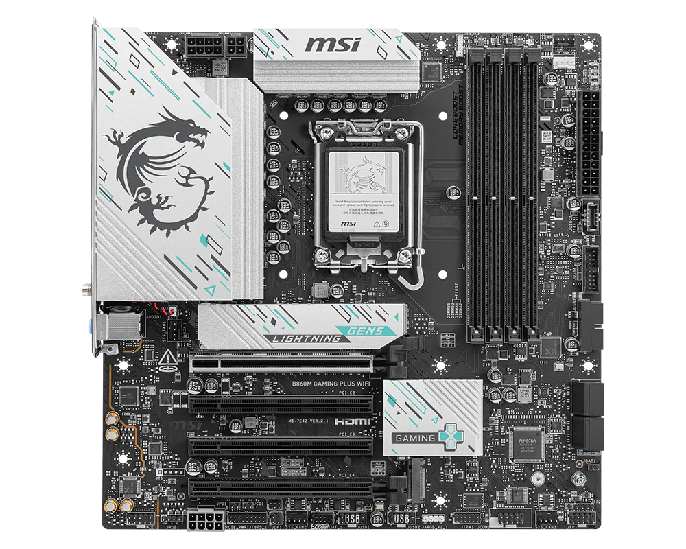 MSI B860M GAMING PLUS WIFI Micro-ATX Motherboard, Intel B860, Wi-Fi 7, LGA1851