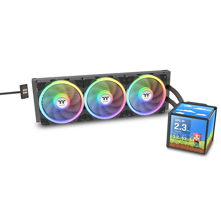 Thermaltake MINECUBE 360 Ultra ARGB Sync AIO Liquid Cooler with Quad LCD Black