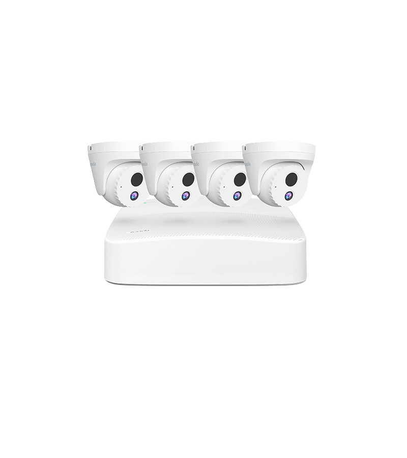Tenda K4P-4CR 4 Channel 4MP PoE CCTV Kit with 4 Turret Cameras
