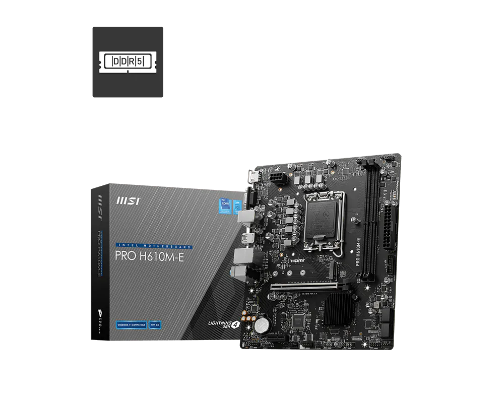 MSI PRO H610M-E DDR5 Intel LGA1700 Micro-ATX Motherboard