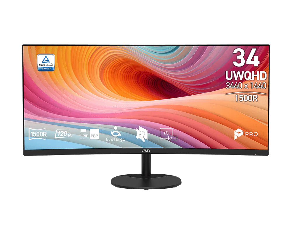MSI PRO MP341CQ E12 34" UWQHD Curved Monitor, Black, 120Hz