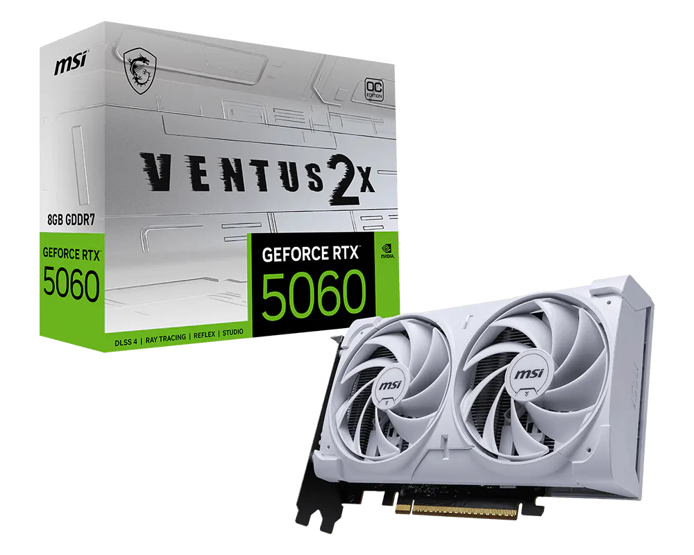 MSI GeForce RTX 5060 Ventus 2X OC White 8GB GDDR7 Graphics Card