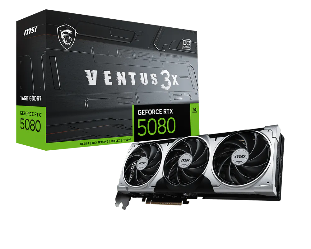 MSI GeForce RTX 5080 Ventus 3X OC Plus 16GB GDDR7 Graphics Card
